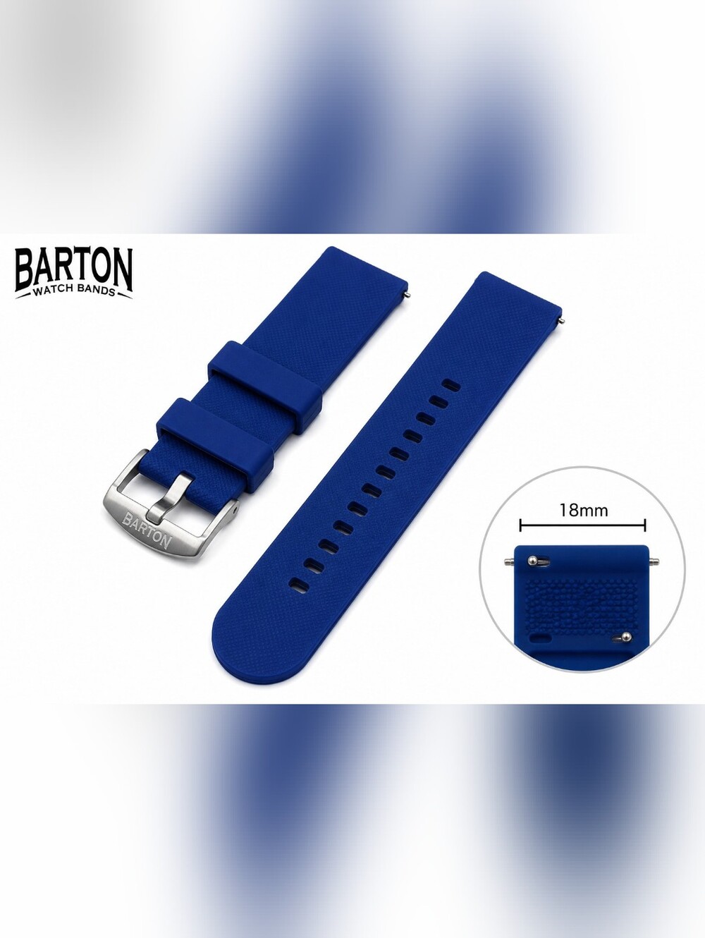 Barton Blue Silicone Watch Band 18mm Quick Release Sport‎ Strap Waterproof